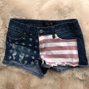 Altar’d State Klique B Denim Flag Cut-off Shorts